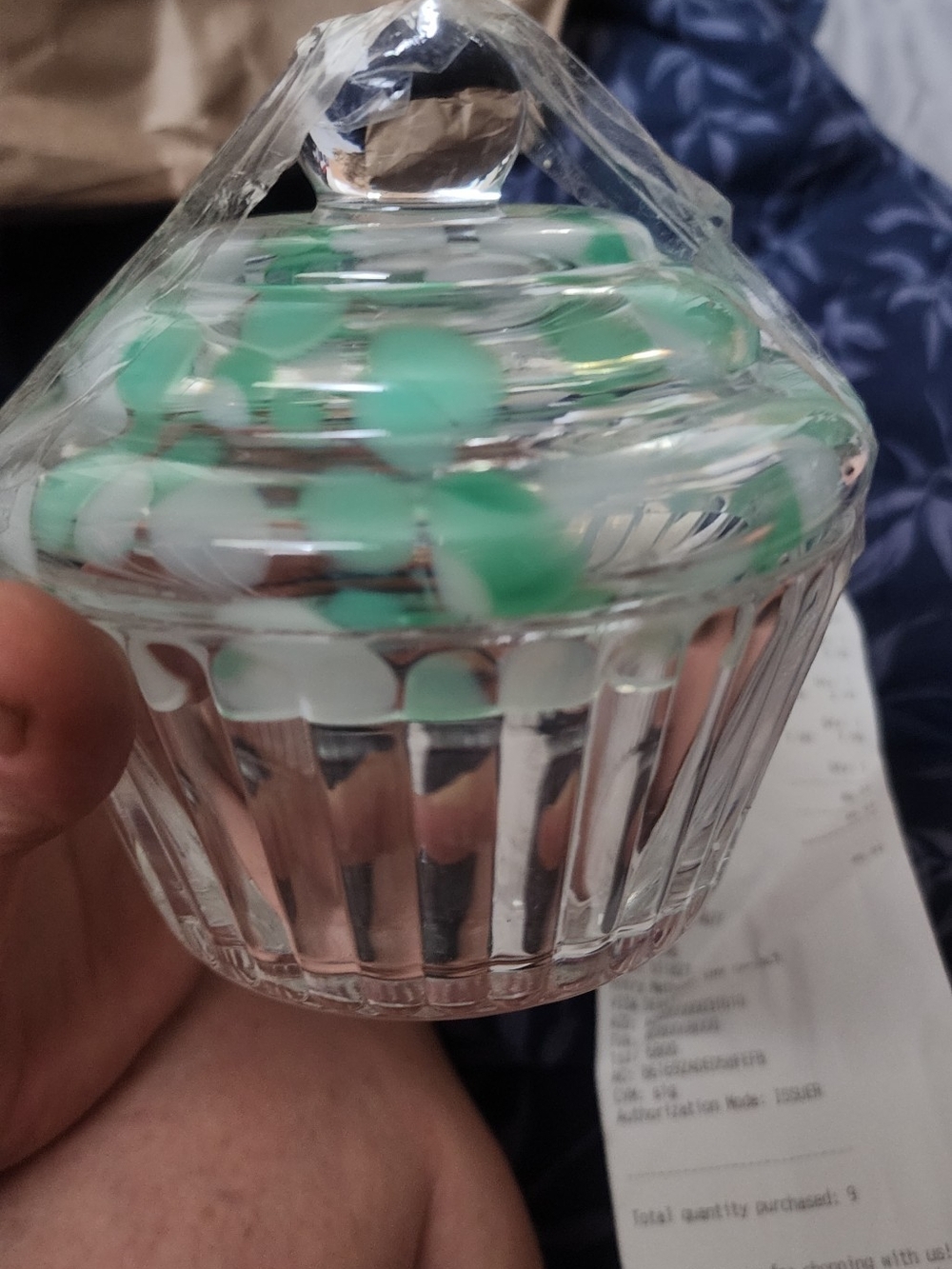 Glass Decorative Cupcake Jar with Mint Green Accent Lid - Home Accents